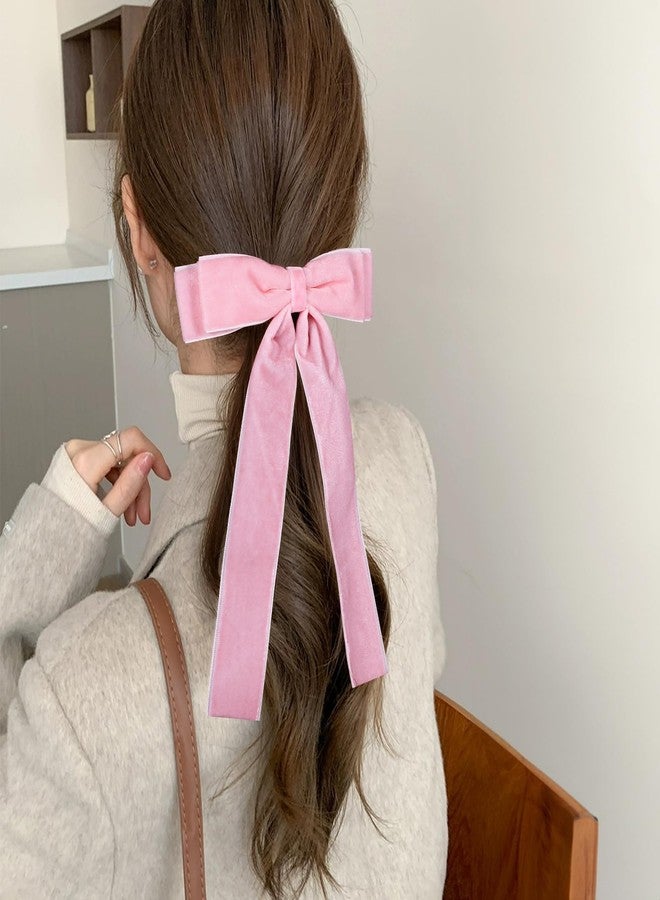 ميروكش قطعتان من مشابك الشعر المخملية الوردية ذات الذيل الطويل بطول 5.5 بوصة، دبابيس شعر على شكل تمساح، إكسسوار تزييني مثالي لحفلات أعياد الميلاد وعيد الحب، هدية رائعة للفتيات والسيدات. - Image 4